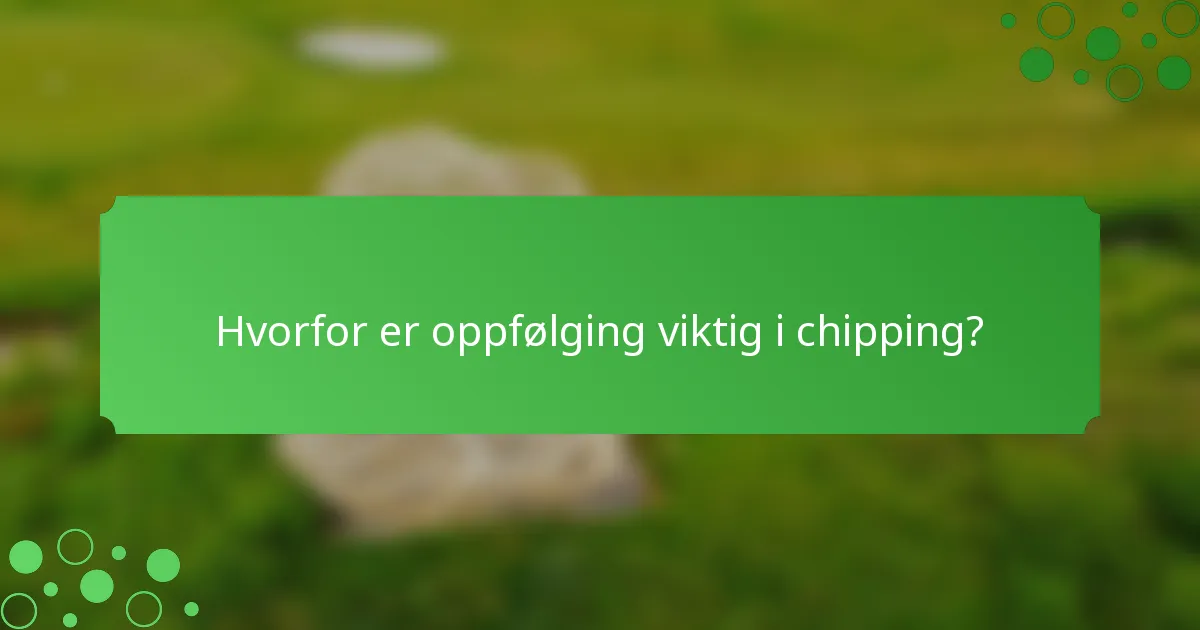 Hvorfor er oppfølging viktig i chipping?